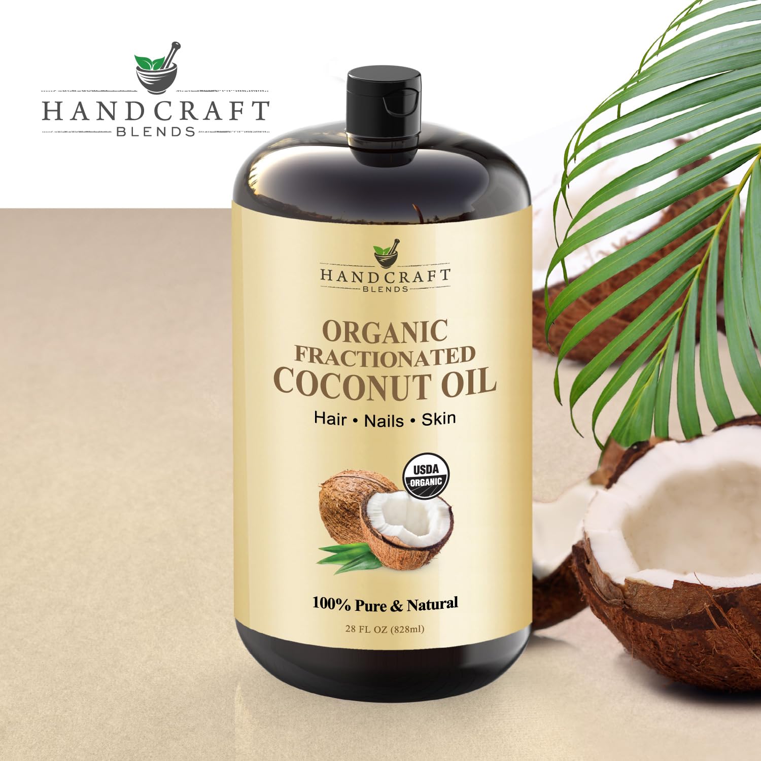 Handcraft Blends aceite coco fraccionado para cabello con brillo natural.