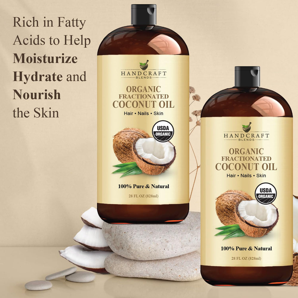 Handcraft Blends aceite coco fraccionado facilita dilución de aceites esenciales para aromaterapia.