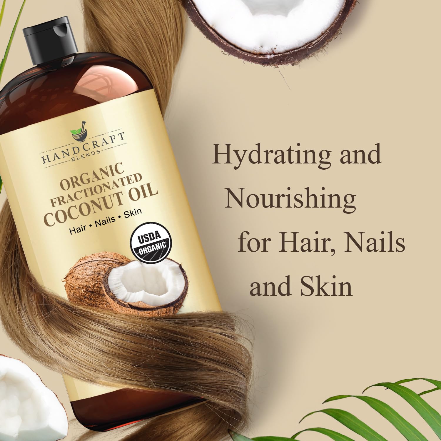 Handcraft Blends aceite coco fraccionado de Indonesia, puro y libre de crueldad.