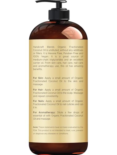 Handcraft Blends aceite de coco fraccionado, derrame: base para mezclar aceites esenciales