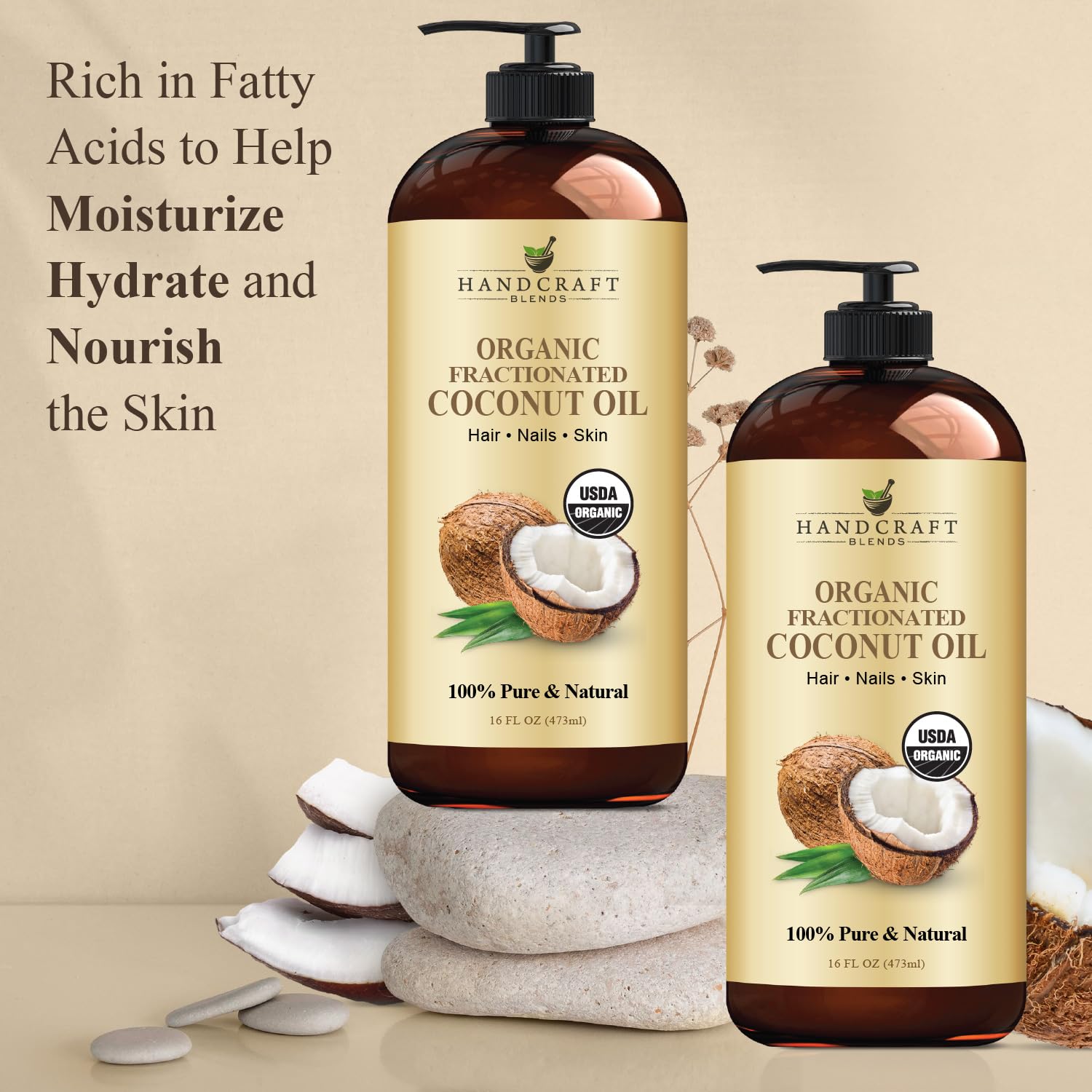 Handcraft Blends aceite de coco fraccionado, hidratación suave para piel sin obstruir poros