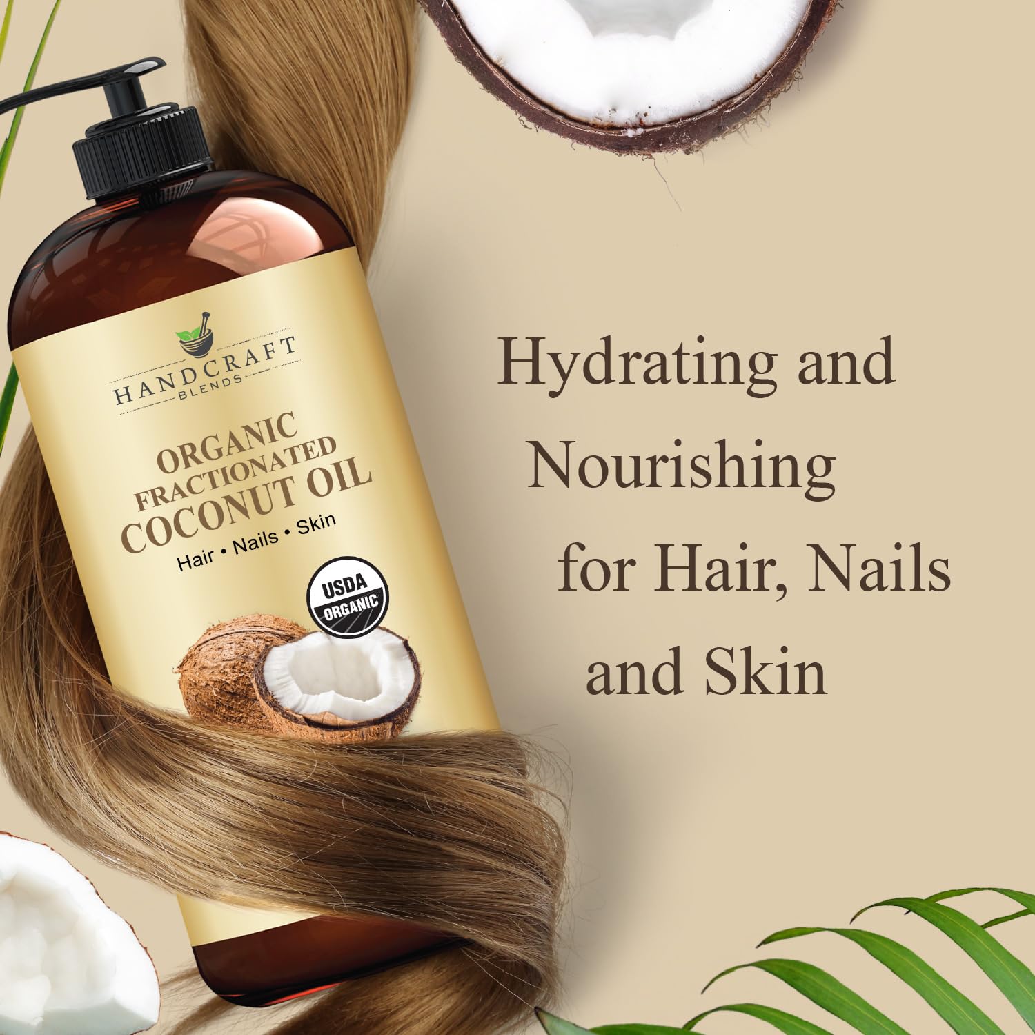 Handcraft Blends aceite de coco fraccionado, uso diario para piel y cabello libre de crueldad