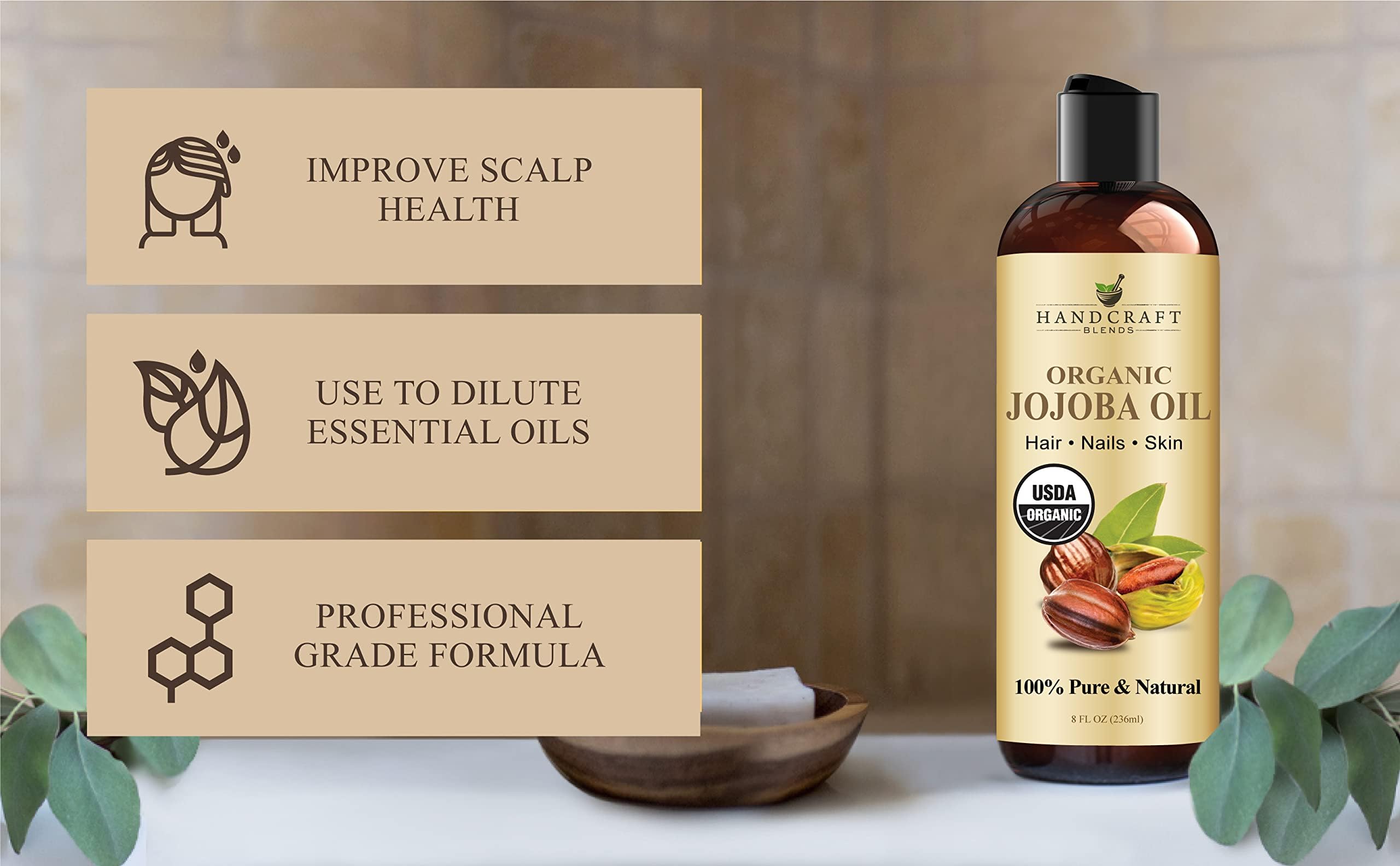 Handcraft Blends Aceite de Jojoba para masaje; textura suave.
