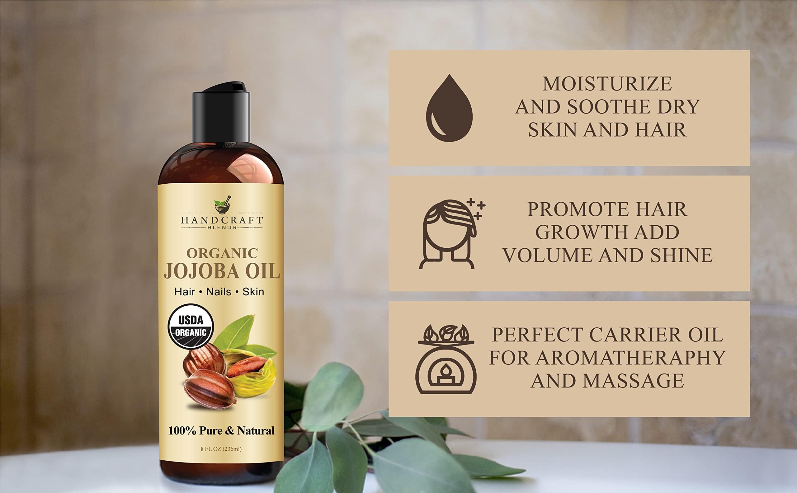 Handcraft Blends Jojoba para rostro; absorción rápida para cuidado diario.