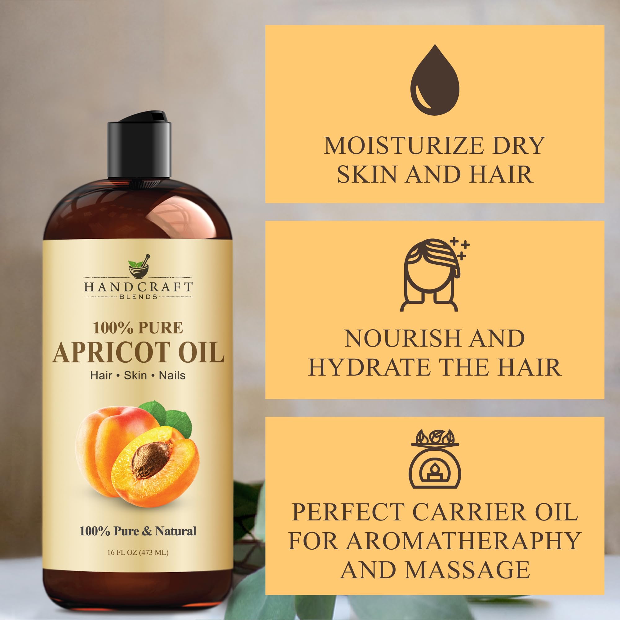 Handcraft Blends Apricot Kernel Oil hair care for natural shine and manageability