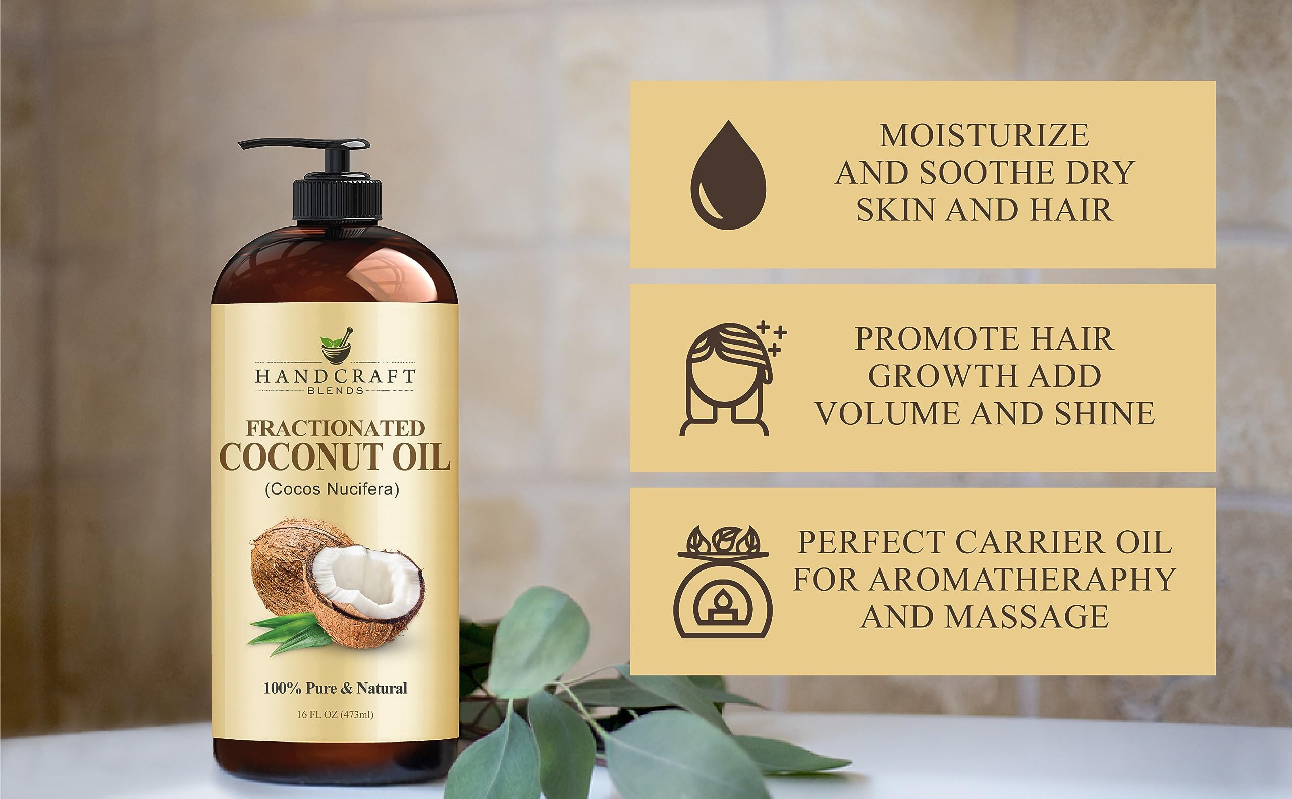 Hands applying Handcraft Blends fractionated coconut oil on skin for moisturization.