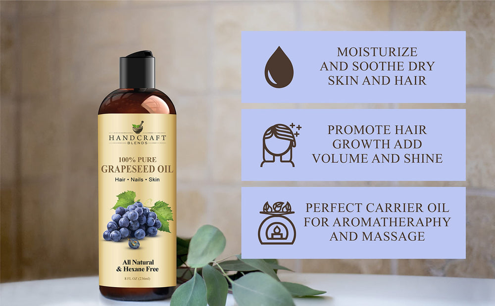 Handcraft Blends Grapeseed Oil cold-pressed for purity.