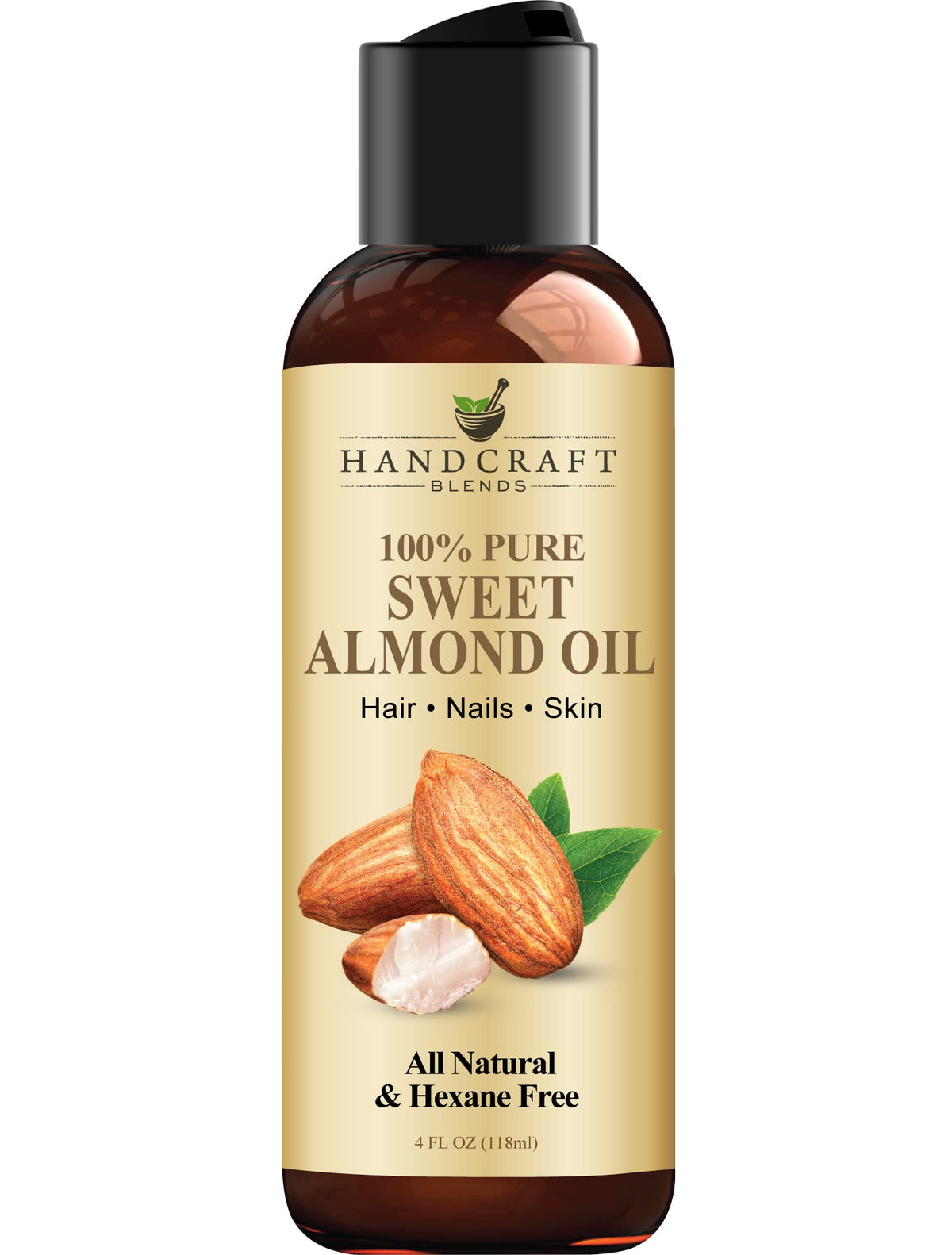 Handcraft Blends Sweet Almond Oil 4oz bottle for skin and hair hydration