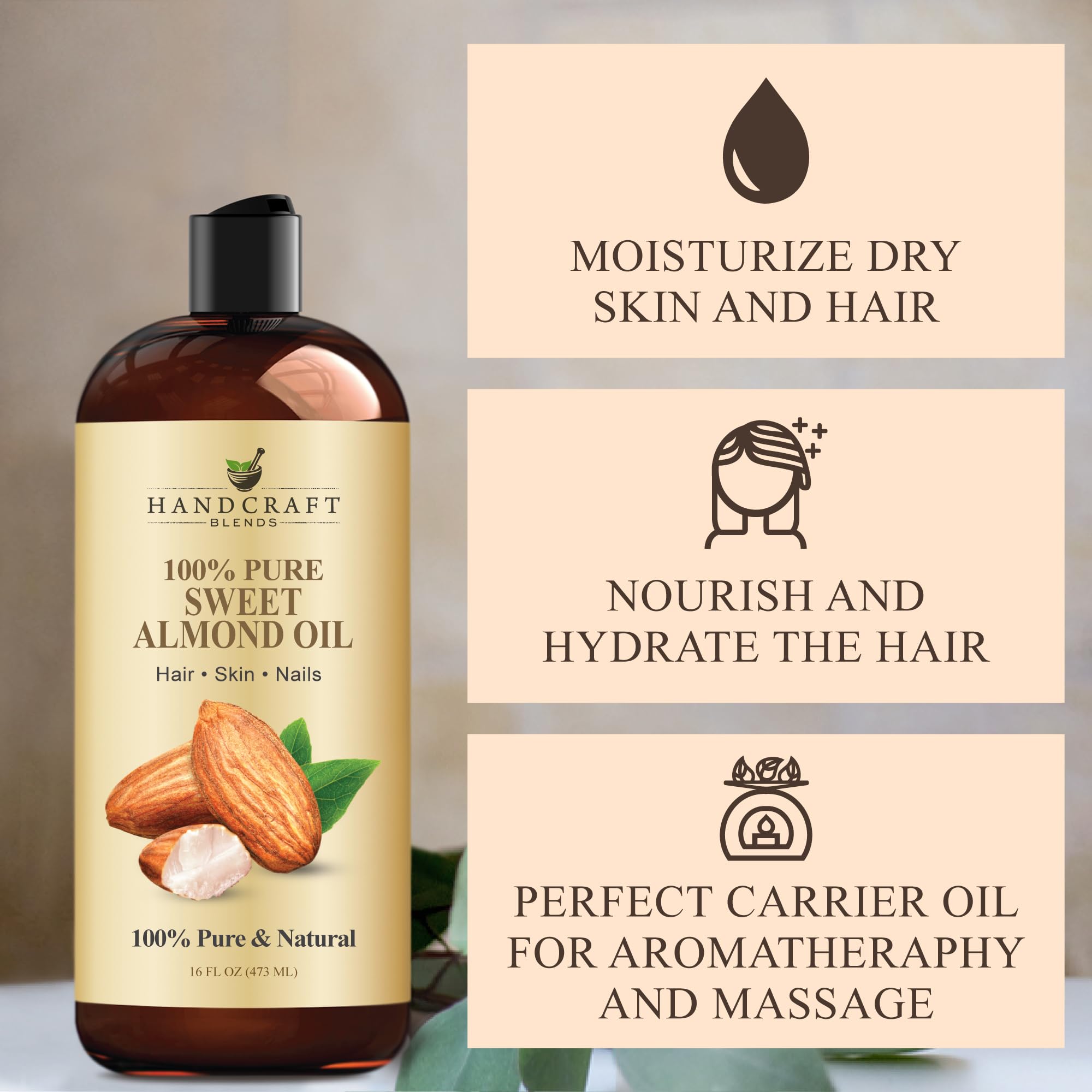 Handcraft Blends Sweet Almond Oil for hair and scalp nourishment