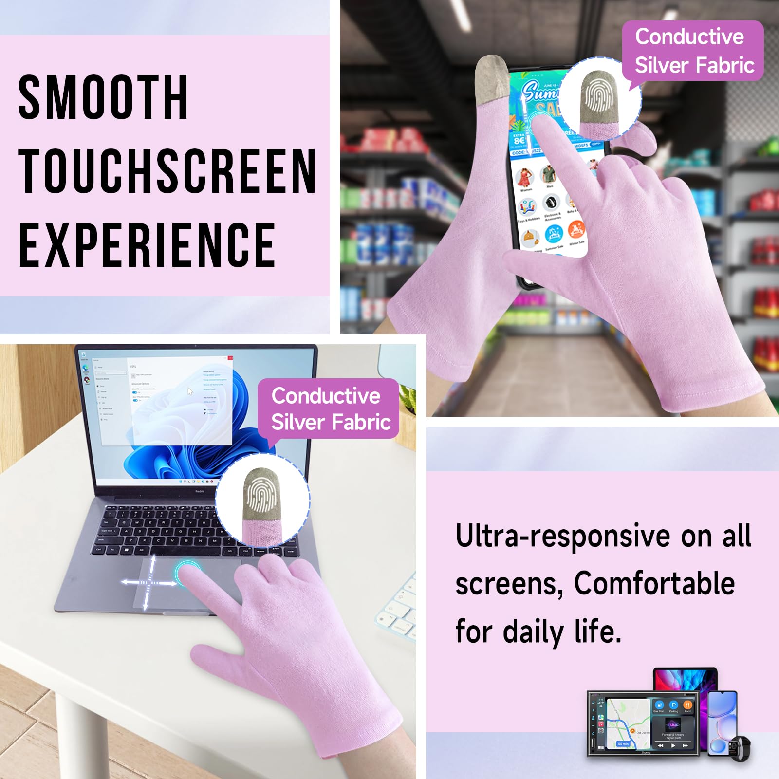 HandLove táctil con pantalla, multitarea sin quitar guantes.