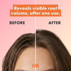 Handmade Heroes dark hair formula visible on roots with natural volume.