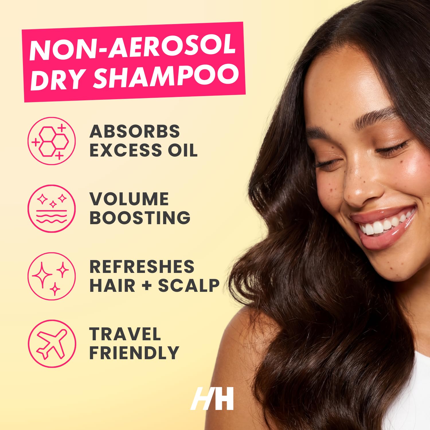 Handmade Heroes dry shampoo powder for dark hair refreshing roots without water.