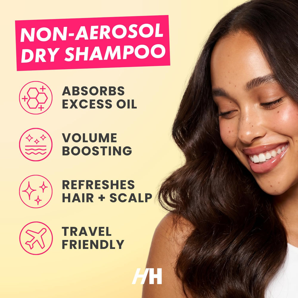 Handmade Heroes dry shampoo powder for dark hair refreshing roots without water.