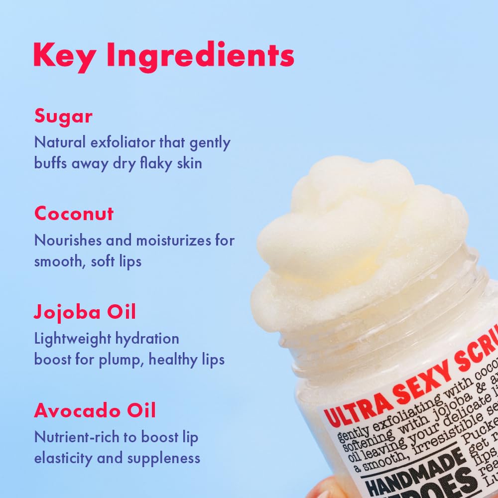 Handmade Heroes lip scrub gift-ready packaging ideal for gifts and self-care.