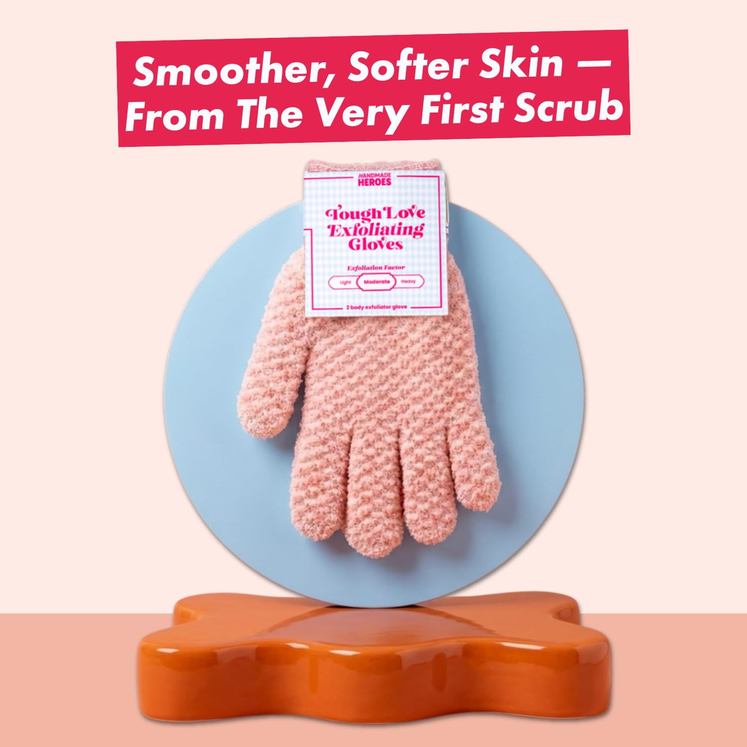 Handmade Heroes Tough Love: guantes exfoliantes para ducha, suavizan la piel durante la limpieza.