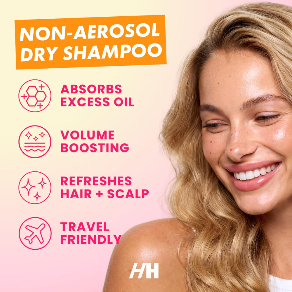 Handmade Heroes vanilla dry shampoo bottle for on-the-go refresh