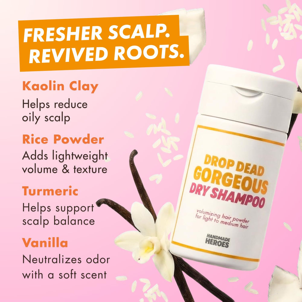 Handmade Heroes vanilla scent dry shampoo adds texture without residue