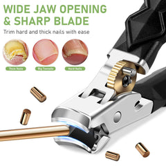 HANDWENG Slanted curved blade for precise trimming along natural nail shape.