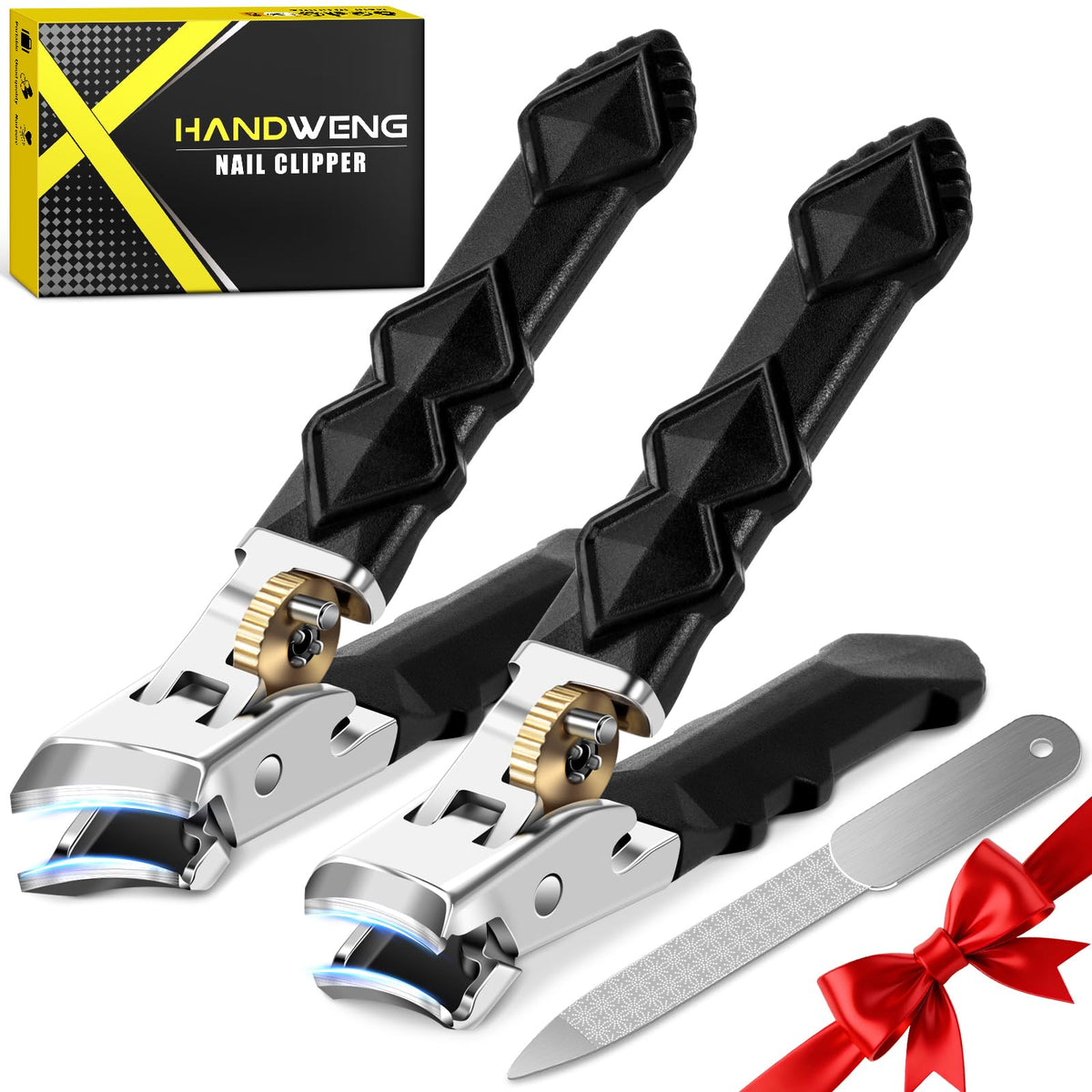 HANDWENG Thick Toenail Clippers with wide jaw opening for easy trimming.