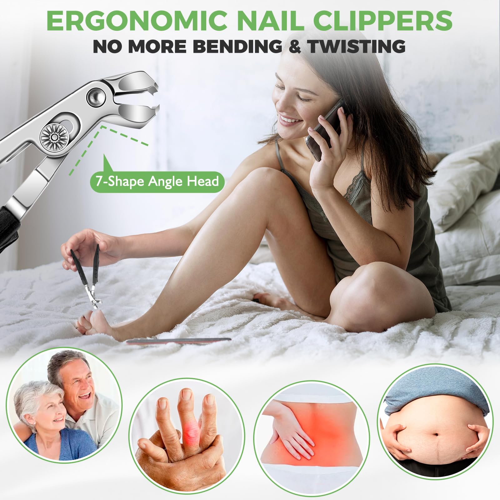 HANDWENG angled head toenail clipper for precise, upright trimming.