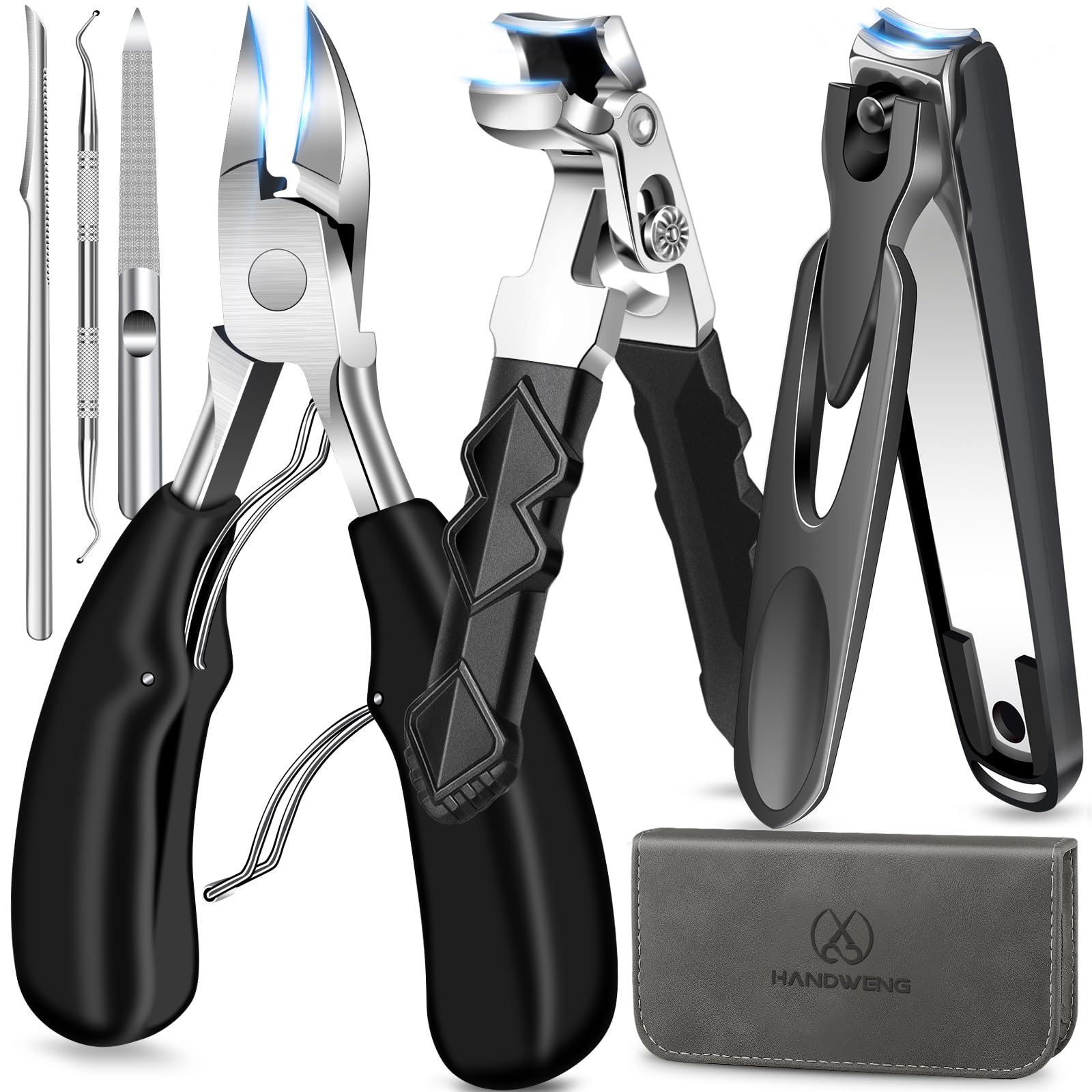 HANDWENG large podiatrist toenail clipper trimming thick nails for relief and control.