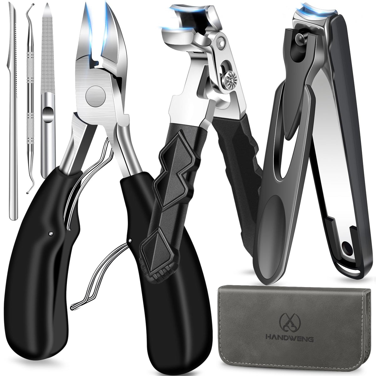 HANDWENG large podiatrist toenail clipper trimming thick nails for relief and control.