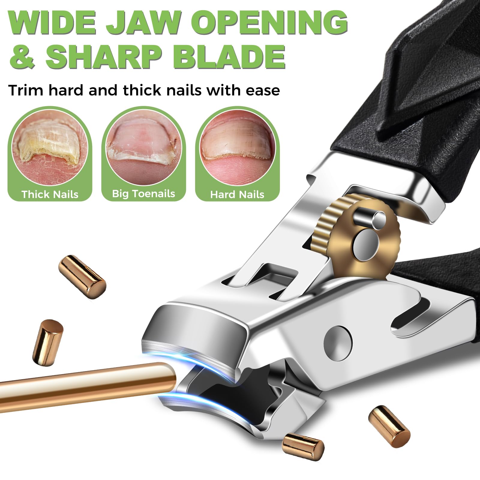 HandWeng slanted blade clippers provide precise, comfortable edge control.