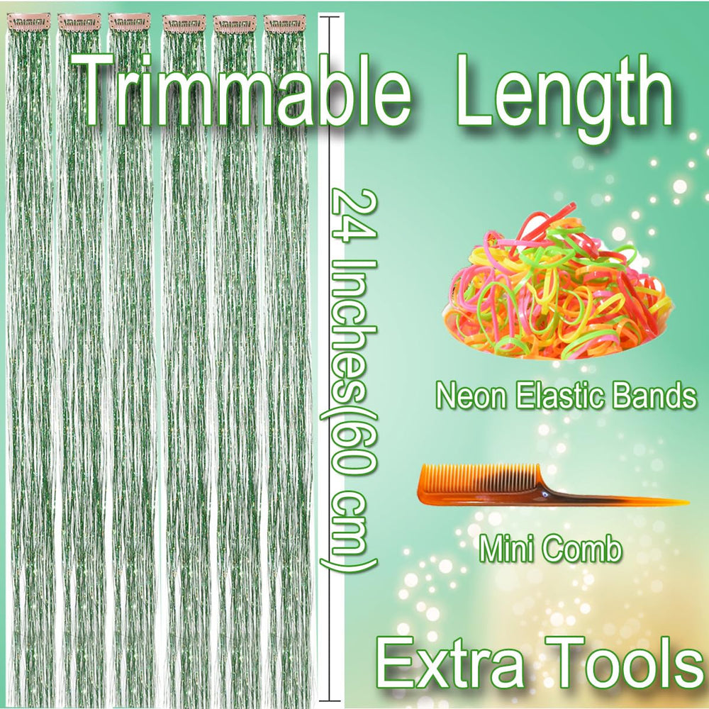 HandWig 24-inch tinsel extensions for long hair with versatile trim options.