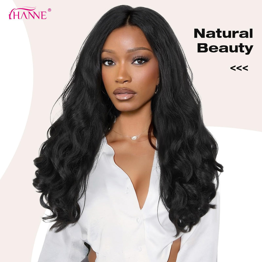 HANNE Yaki Curly V Part Wig back view displays full, voluminous curls