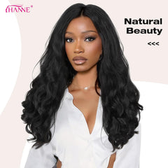 HANNE Yaki Curly V Part Wig back view displays full, voluminous curls