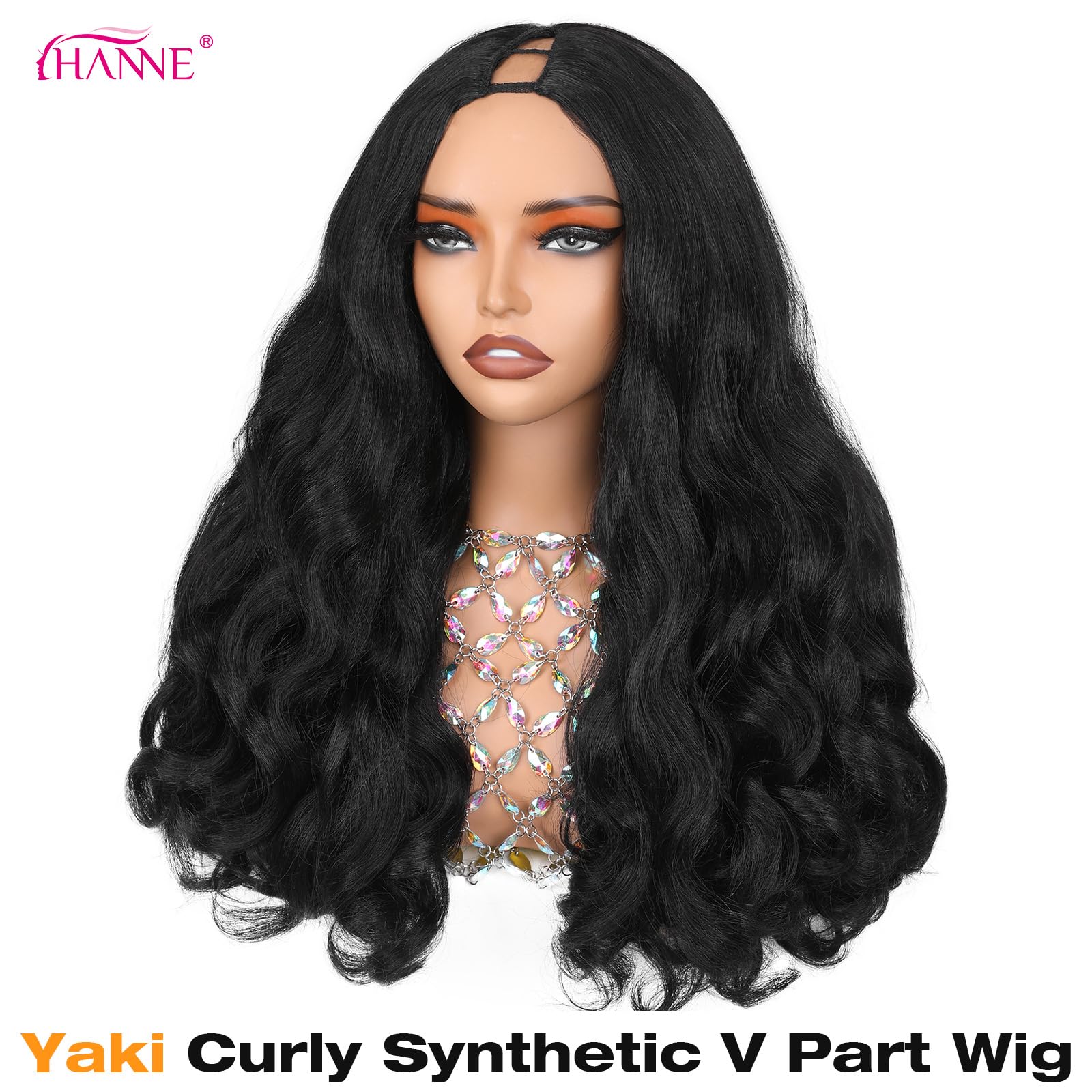 HANNE Yaki Curly V Part Wig side profile highlights seamless integration with natural hair