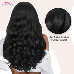 HANNE Yaki Curly V Part Wig curl detail shows tight spring curls that hold shape