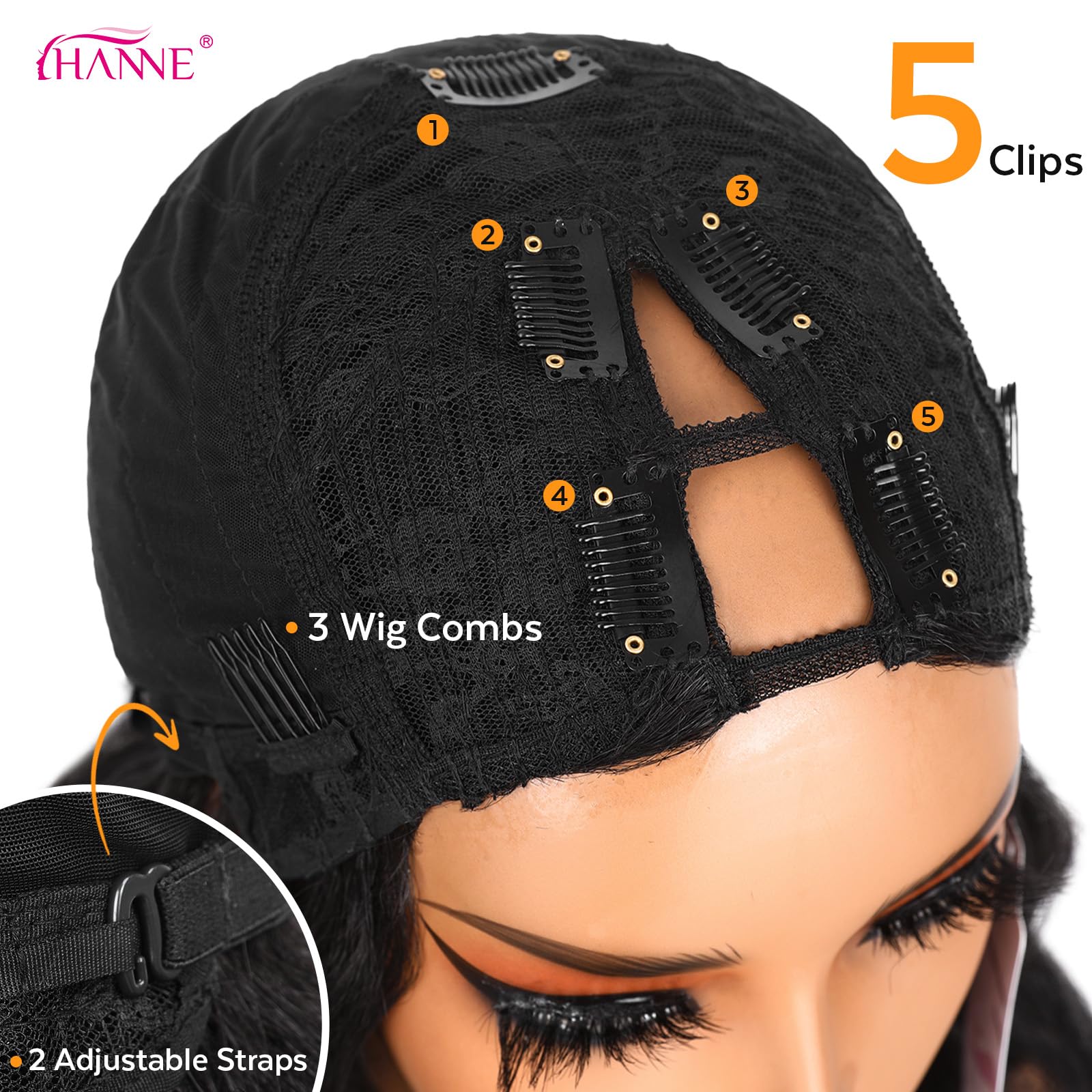 HANNE Yaki Curly V Part Wig heat-resistant fiber supports light styling