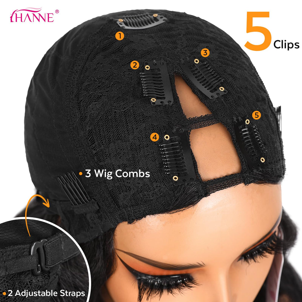 HANNE Yaki Curly V Part Wig heat-resistant fiber supports light styling