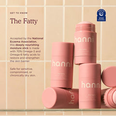 HANNI Fatty Body Moisturizer Stick on-hand use for quick skin refresh.