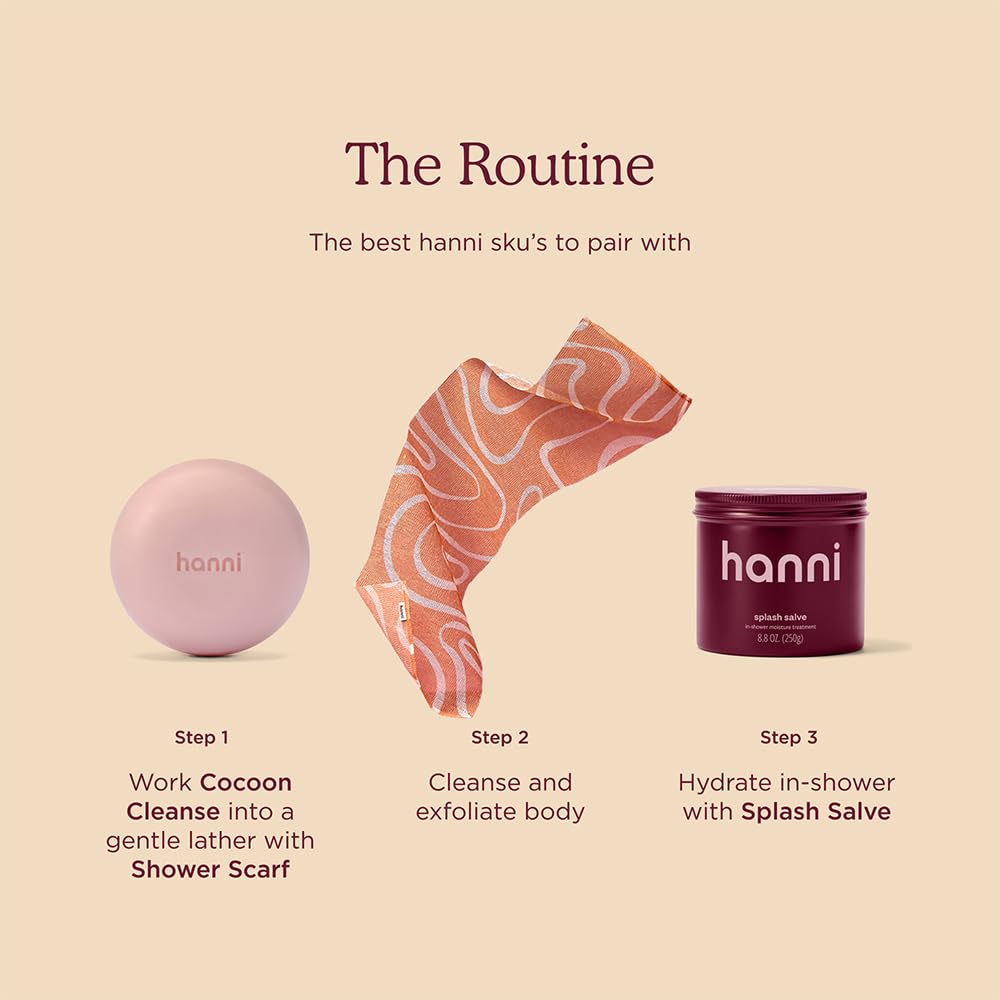 HANNI soft lather demonstration using body wash with the scarf.