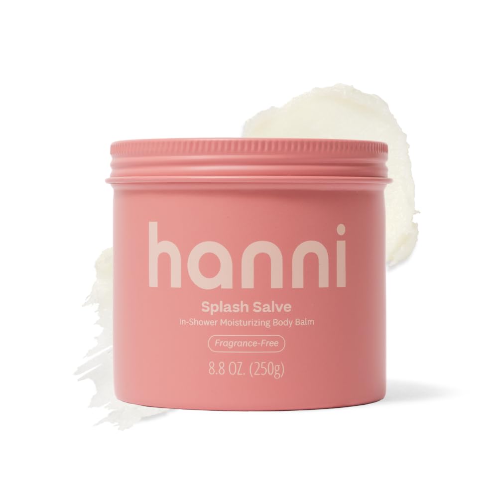 HANNI Splash Salve bottle close-up showing fragrance-free formula for sensitive skin.