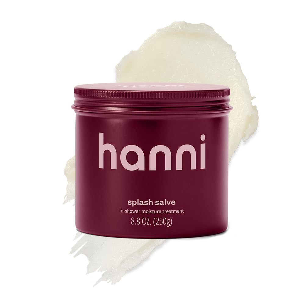 HANNI Splash Salve bottle pours for in-shower hydration.