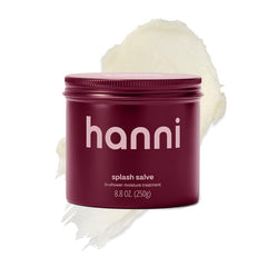 HANNI Splash Salve bottle pours for in-shower hydration.