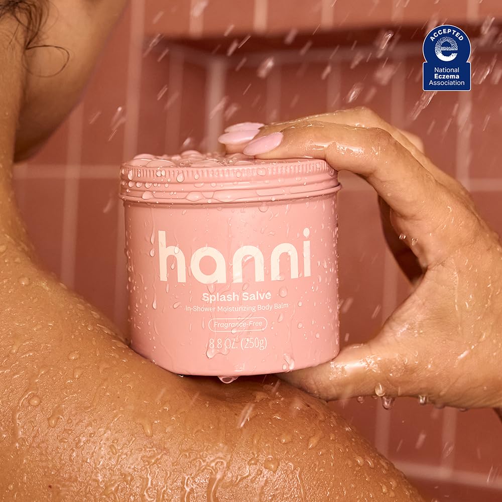 HANNI Splash Salve cream texture close-up showing smooth, non-greasy absorption.
