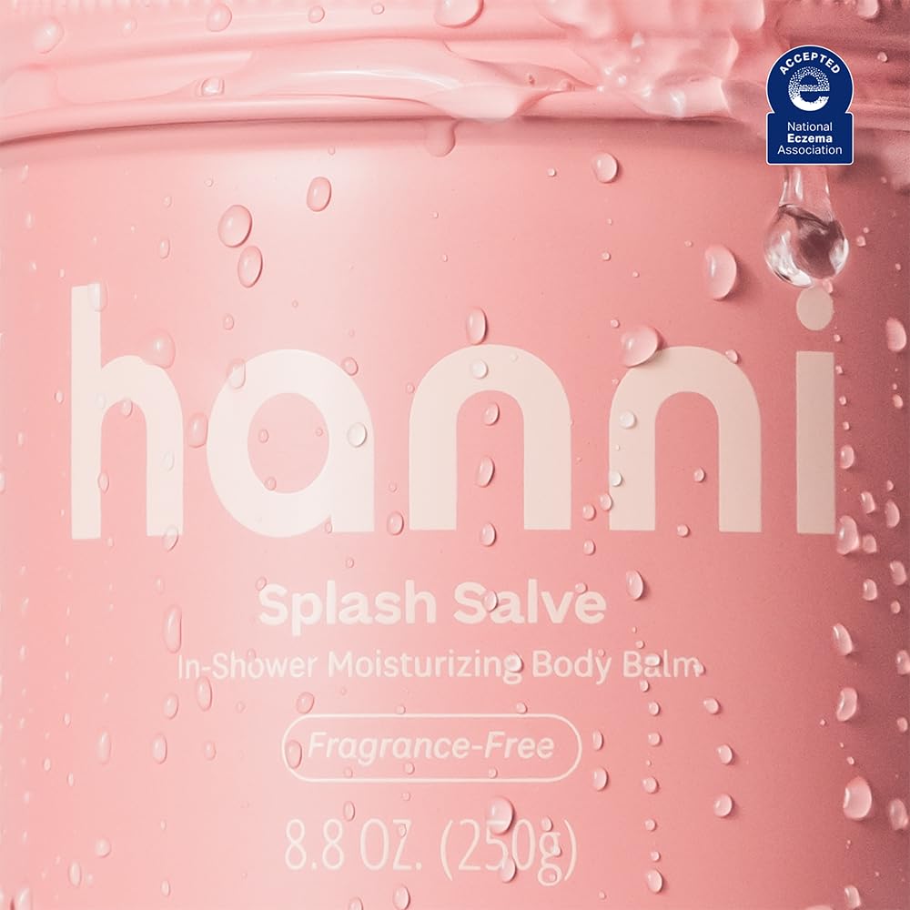 HANNI Splash Salve daily moisture boost depicted in a luxurious bathroom scene.