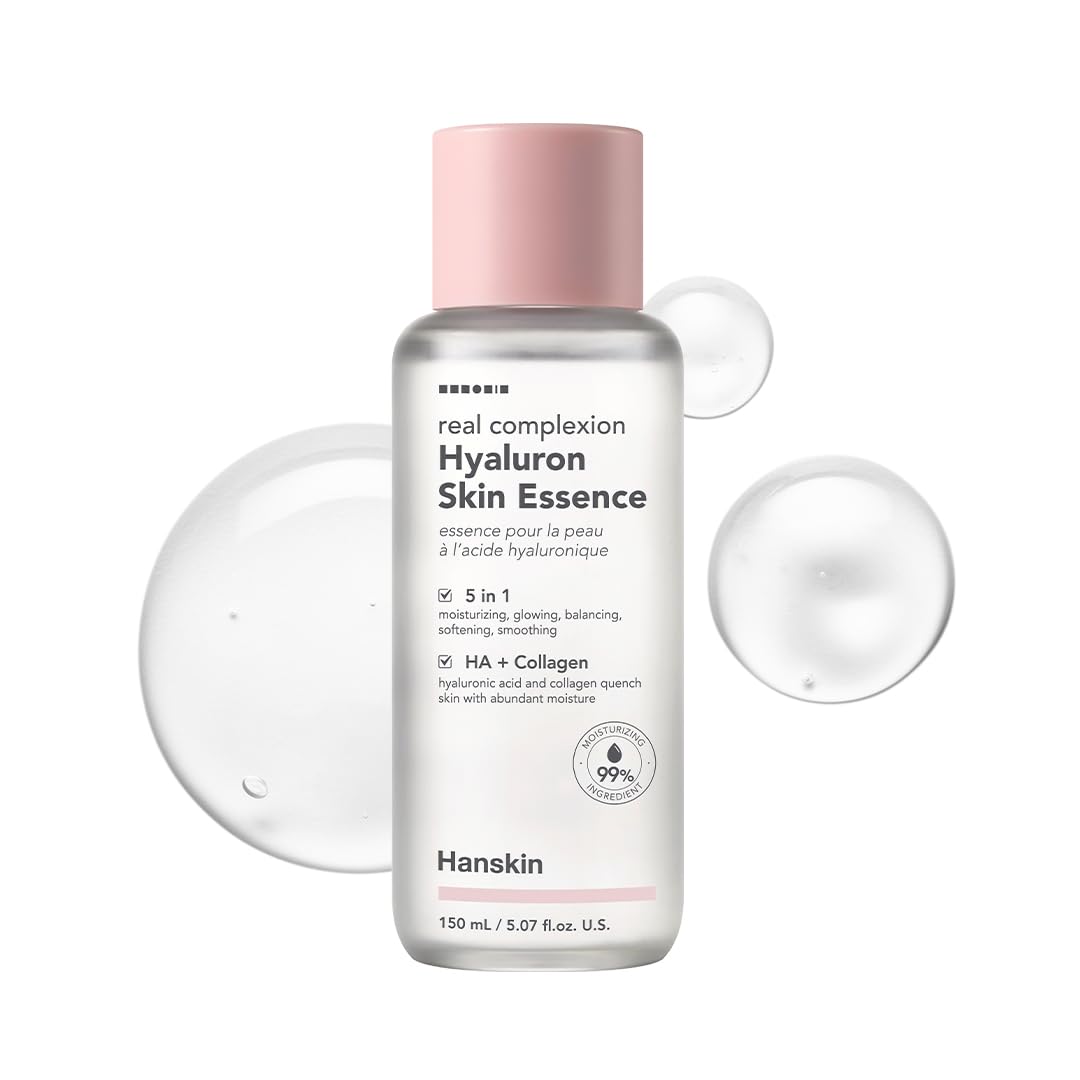 Hanskin Hyaluron Skin Essence Toner en botella promueve hidratación suave para piel seca
