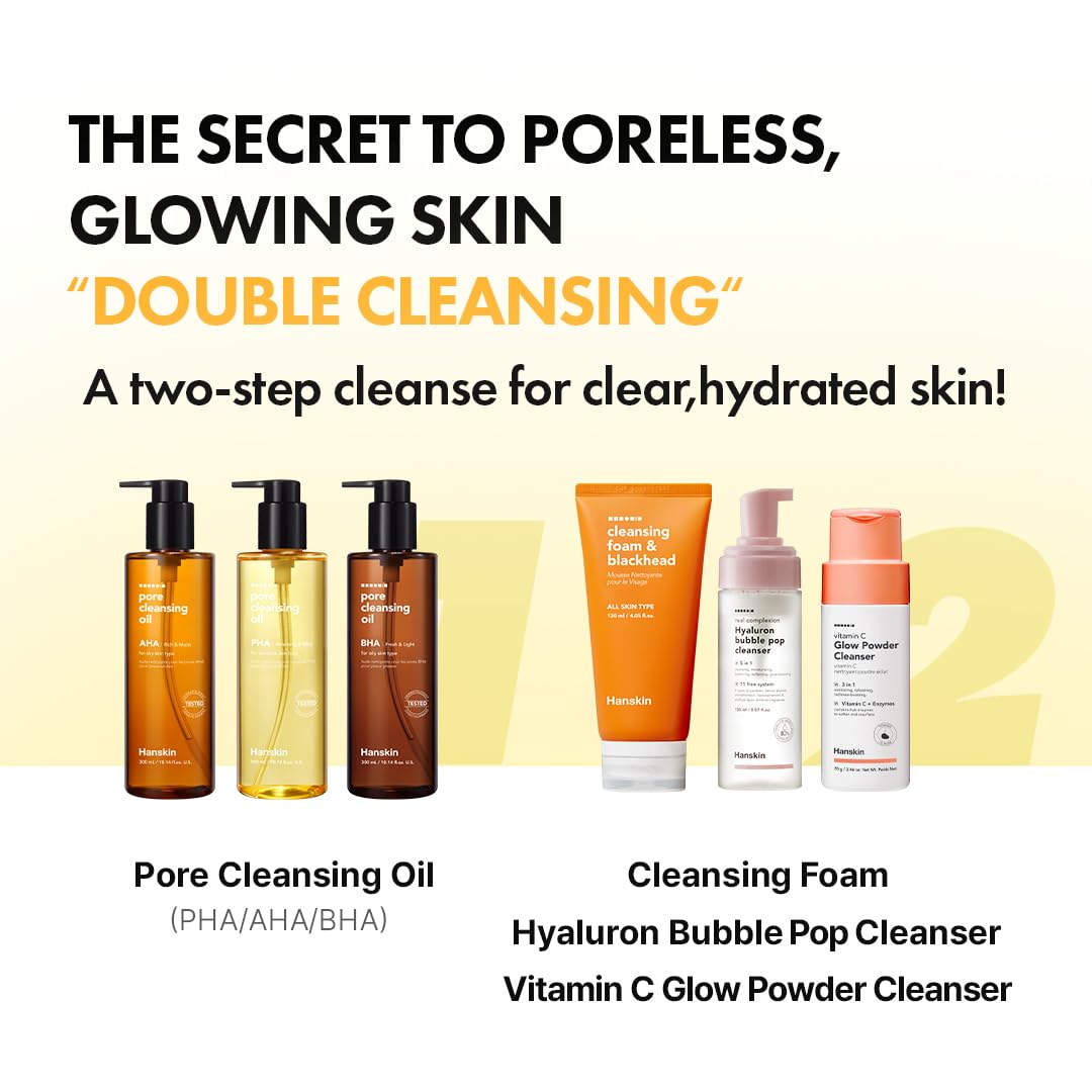 Hanskin PHA Pore Cleansing Oil XL bottle highlights extended use