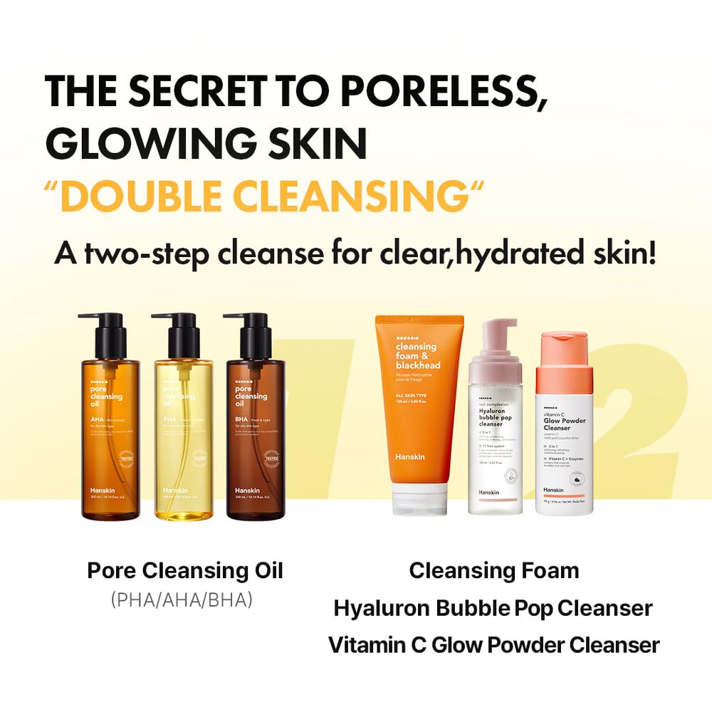 Hanskin PHA Pore Cleansing Oil XL bottle highlights extended use
