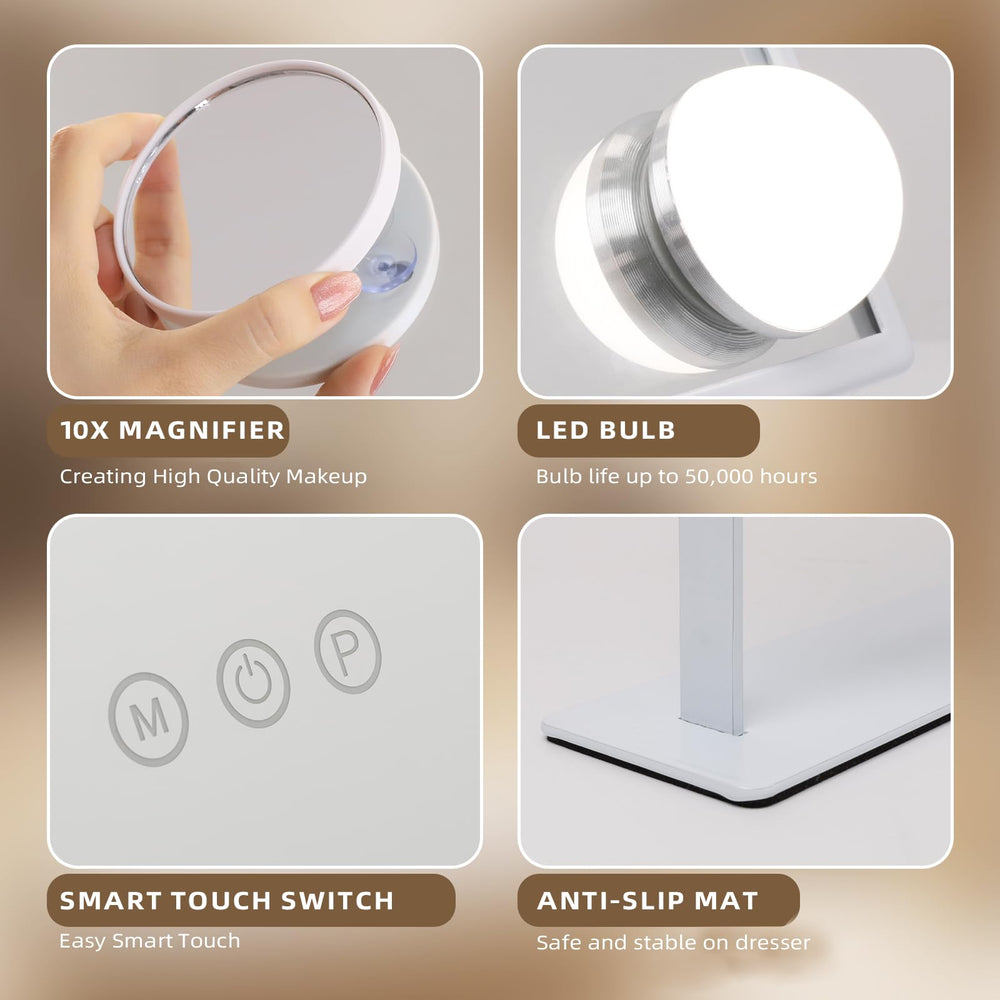 Hansong vanity mirror illuminated desk setup for night-time routines