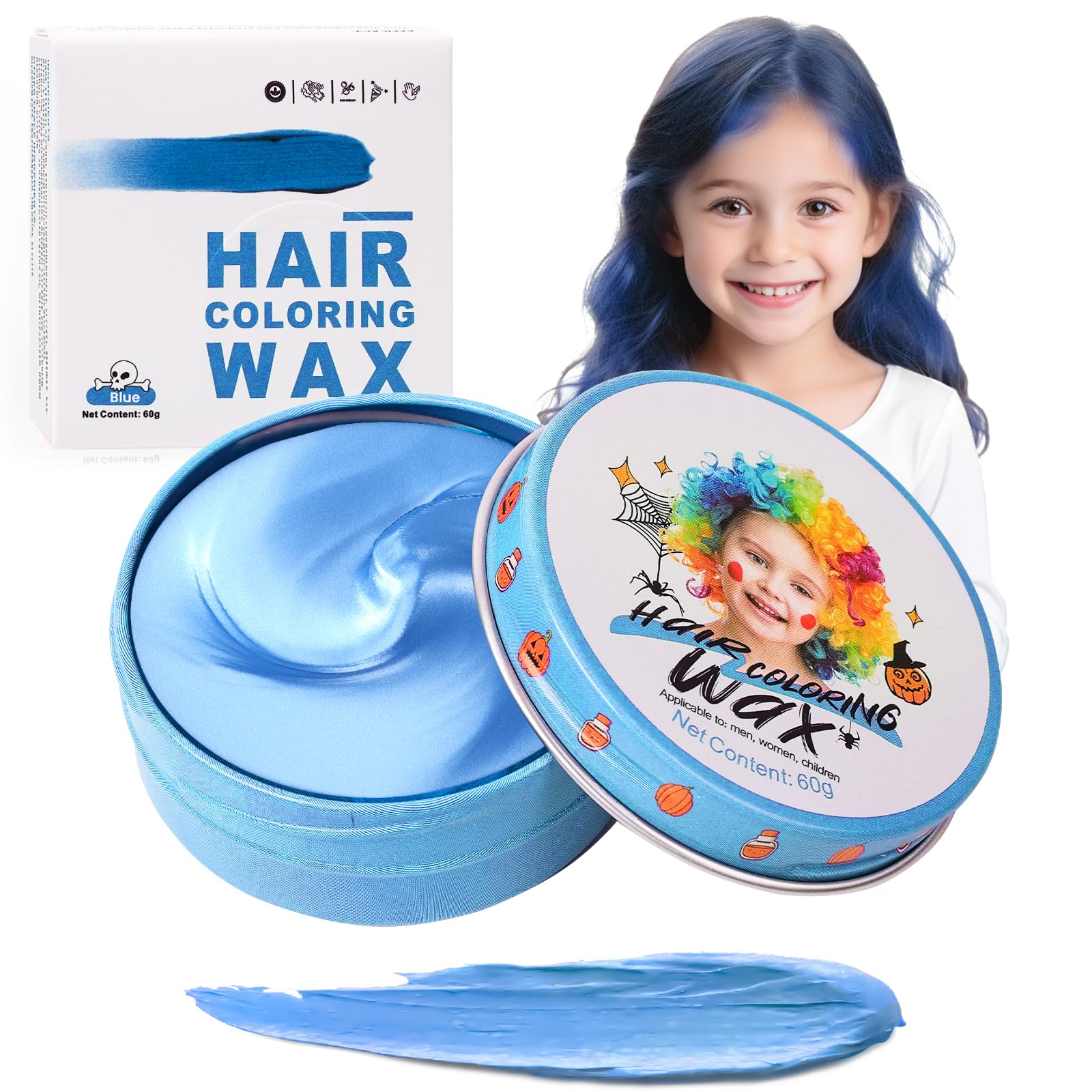 Hansuby blue hair color wax application for a bold temporary look.