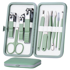 HANTEKAS 10-in-1 manicure set in stainless steel for precise grooming on the go.