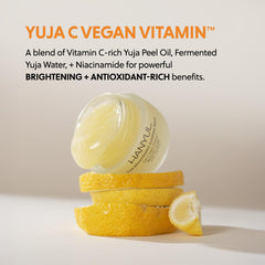 Hanyul Yuja Sleeping Mask yellow-toned cream on skin ready for morning radiance