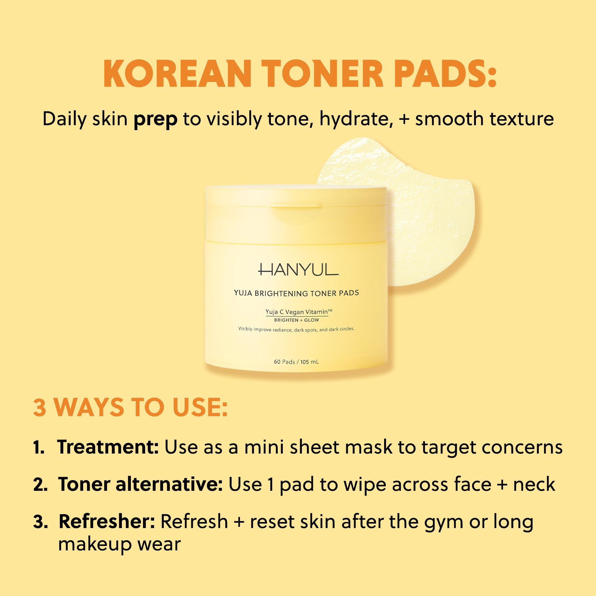 Morning application using HANYUL Yuja Toner Pads to wake up skin.