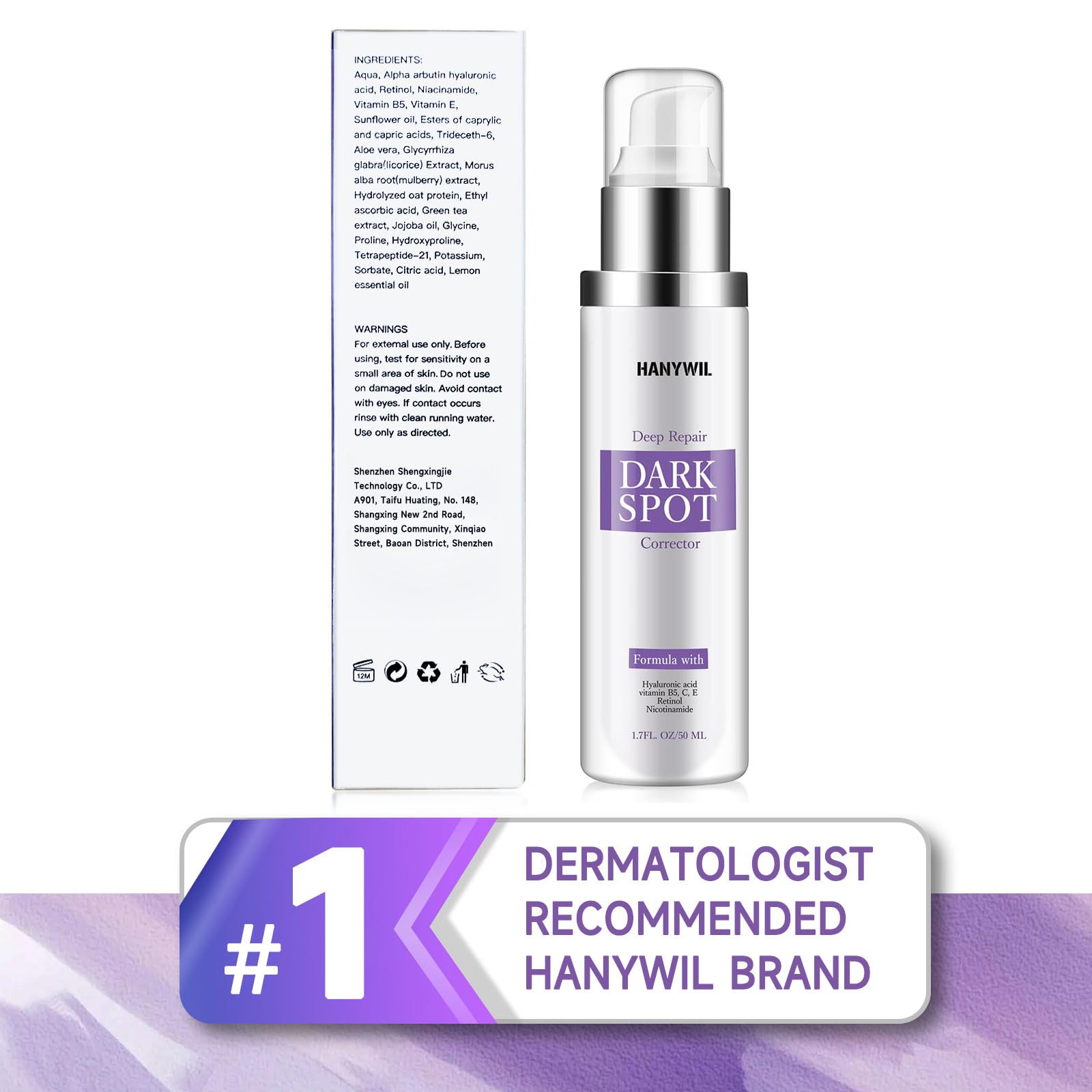 Sérum HANYWIL, dermatológicamente probado para distintos tipos de piel.